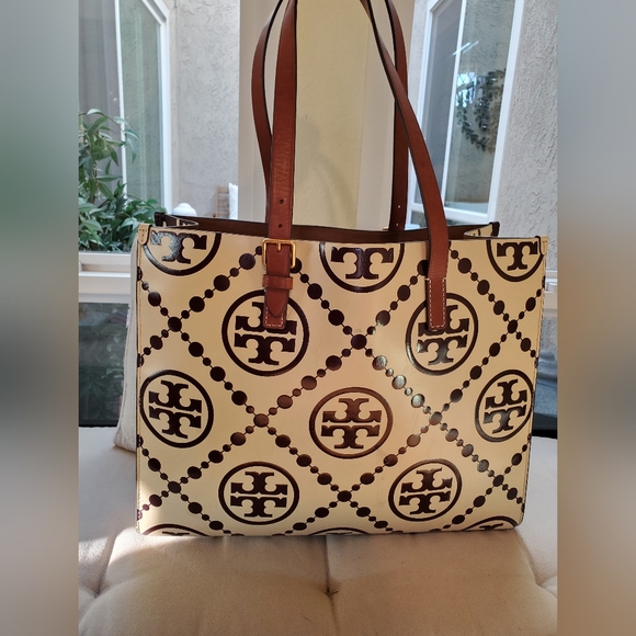 Tory Burch Monogram Leather Tote - Picture 12 of 15